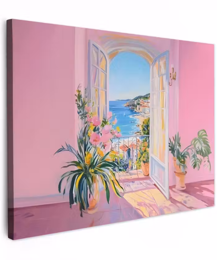 Canvas schilderij - Roze - Buiten - Verf
