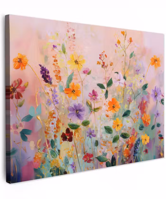 Canvas schilderij - Schilderij - Bloemen - Abstract - Kleurrijk