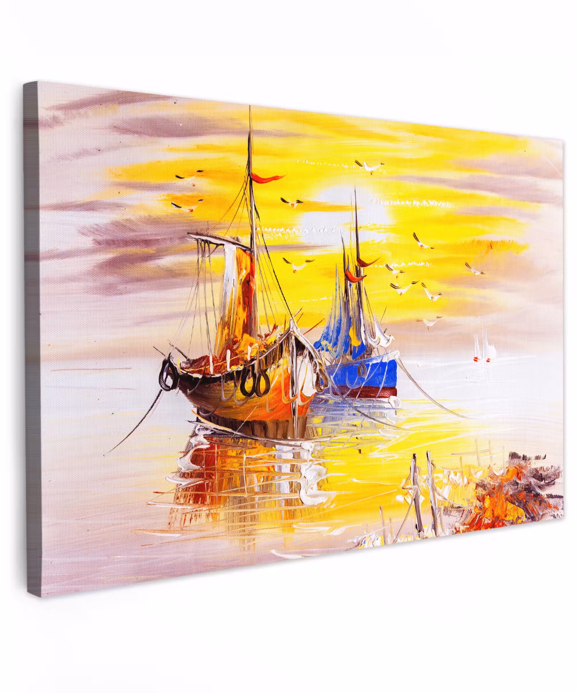 Canvas schilderij - Schilderij - Boot - Water - Olieverf