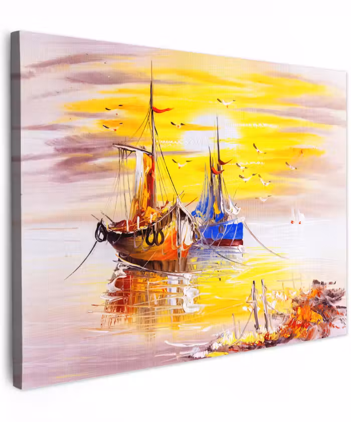 Canvas schilderij - Schilderij - Boot - Water - Olieverf
