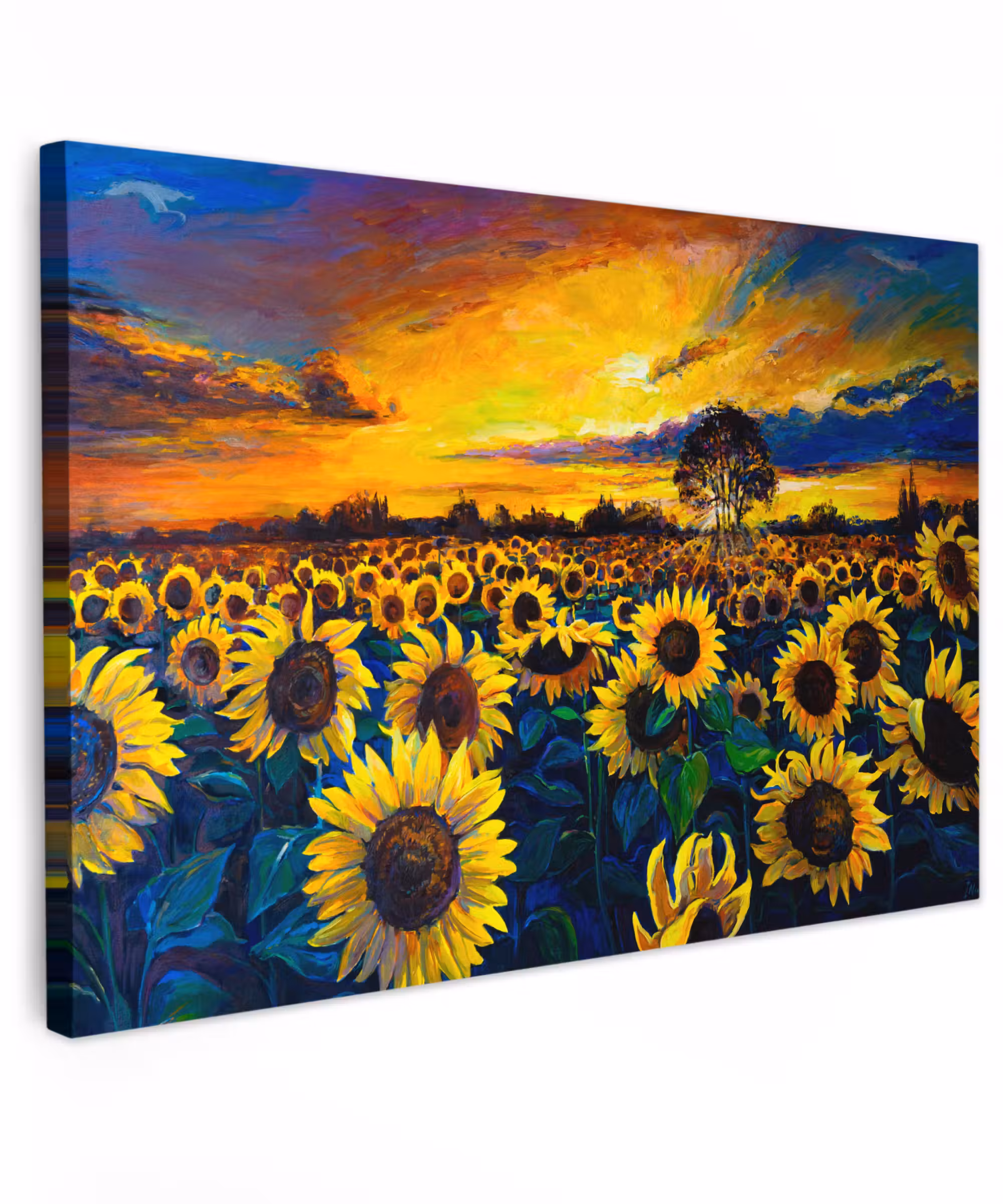 Canvas schilderij - Schilderij - Olieverf - Bloemen - Zonnebloem