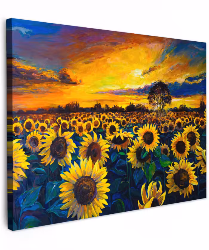 Canvas schilderij - Schilderij - Olieverf - Bloemen - Zonnebloem