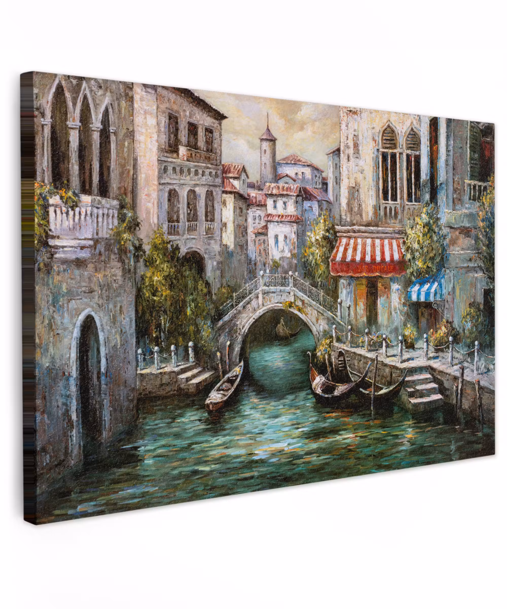 Canvas schilderij - Schilderij - Olieverf - Water - Gracht - Italië