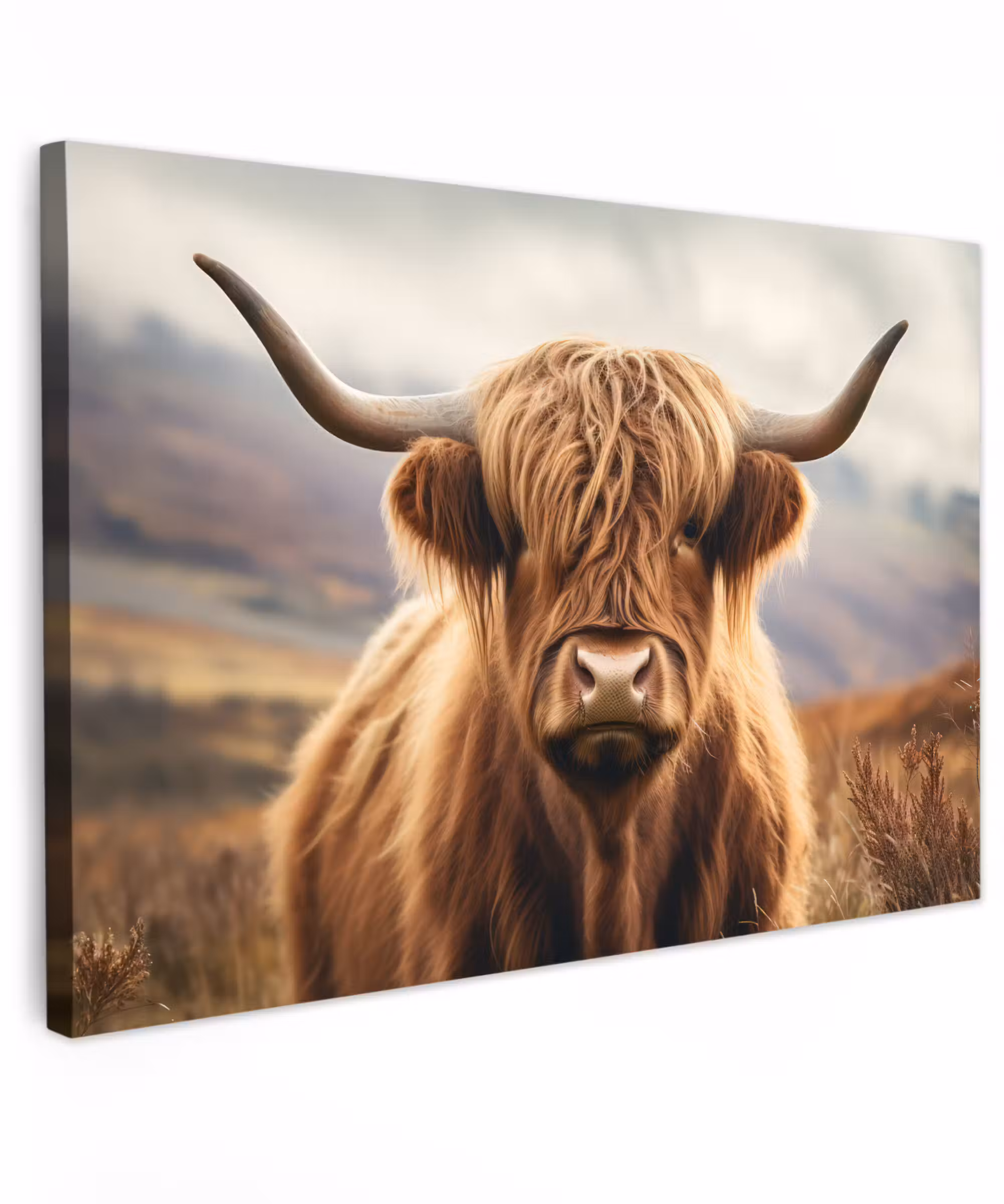 Canvas schilderij - Schotse hooglander - Landschap - Dier
