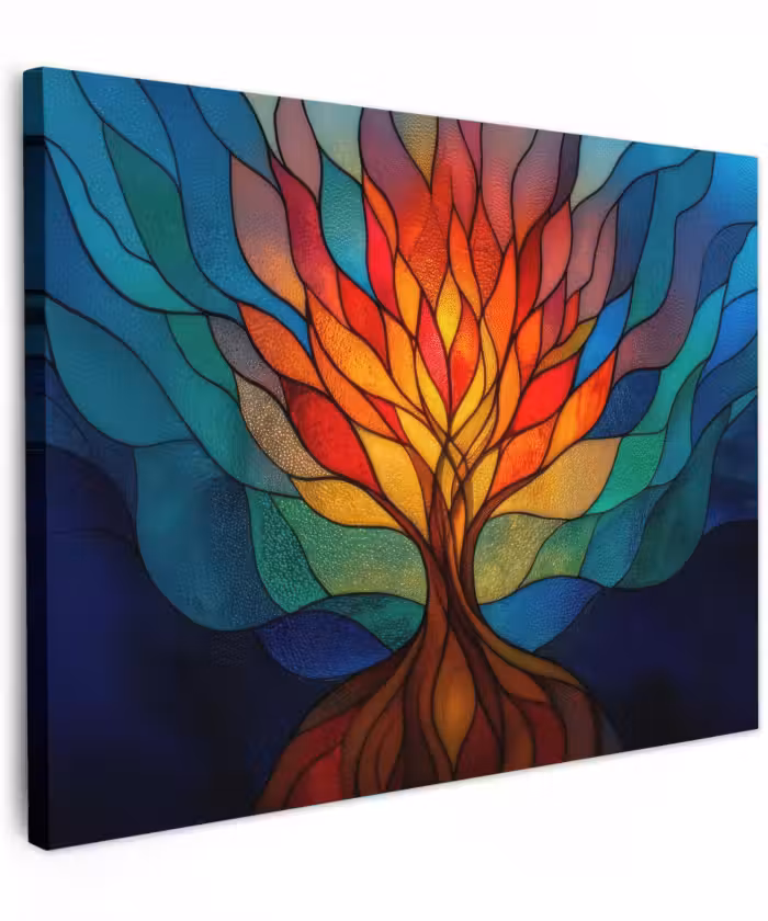 Canvas schilderij - Sierglas - Boom - Rood - Vlakken