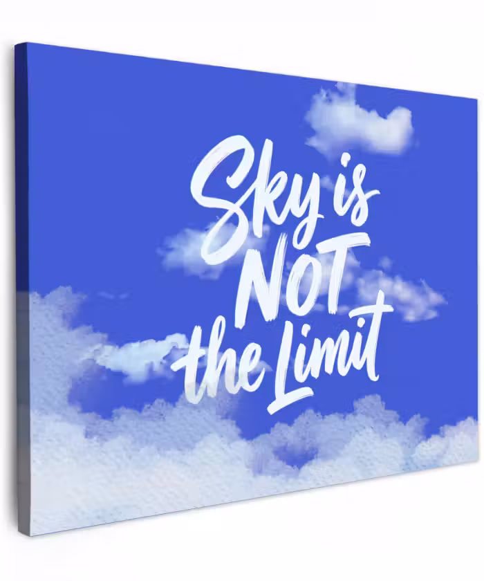 Canvas schilderij - Sky is not the limit - Blauwe lucht - Wolken