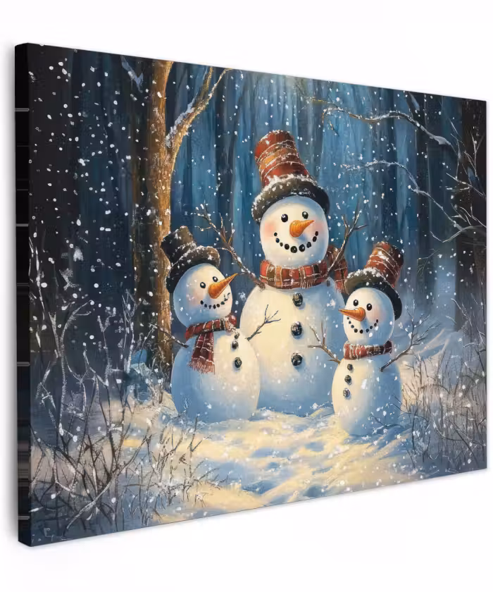 Canvas schilderij - Sneeuwpop - Sneeuw - Winter - Bos