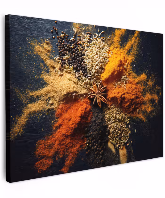 Canvas schilderij - Specerijen - Explosie - Oranje