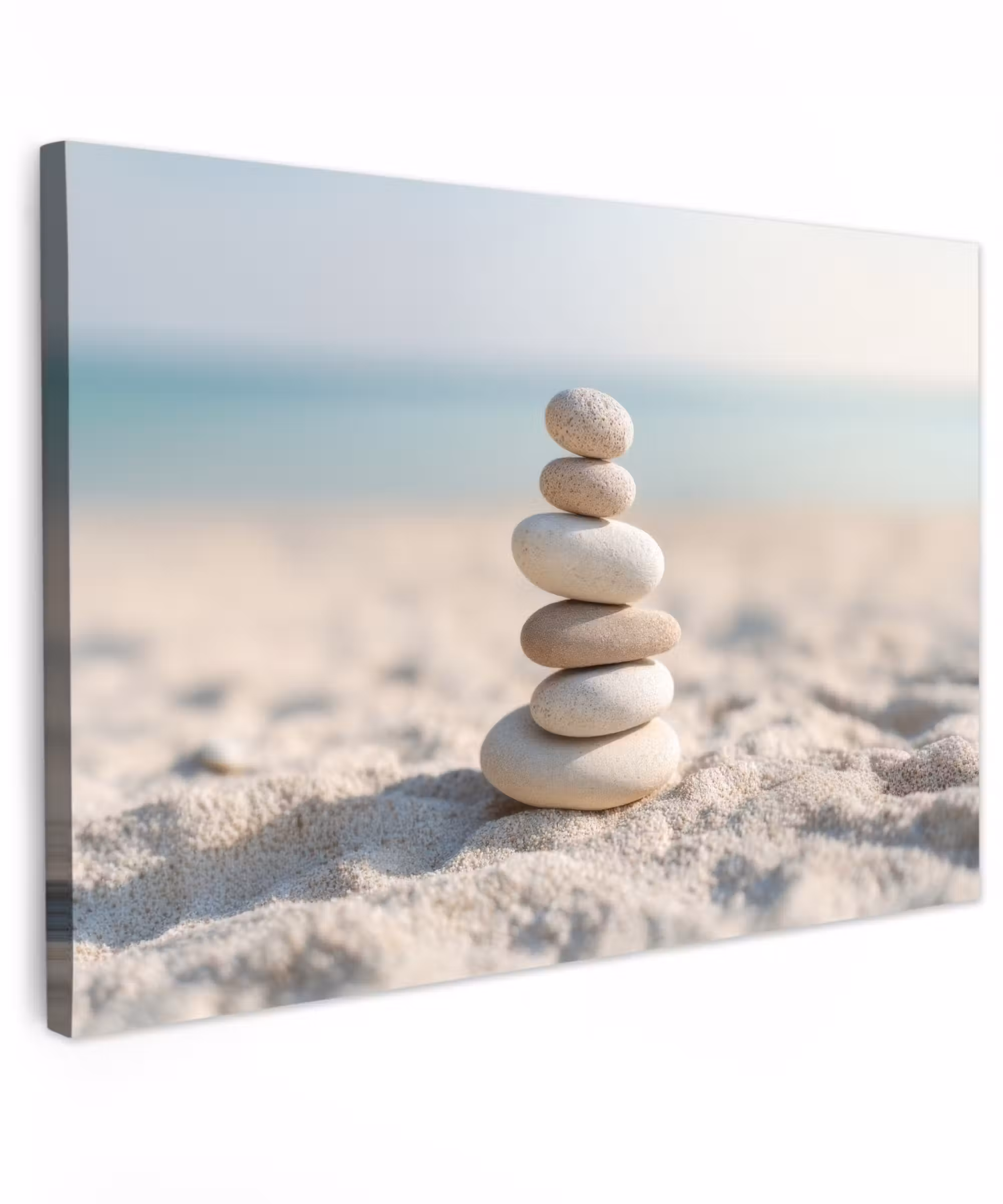 Canvas schilderij - Stenen - Stapel - Zand - Zee