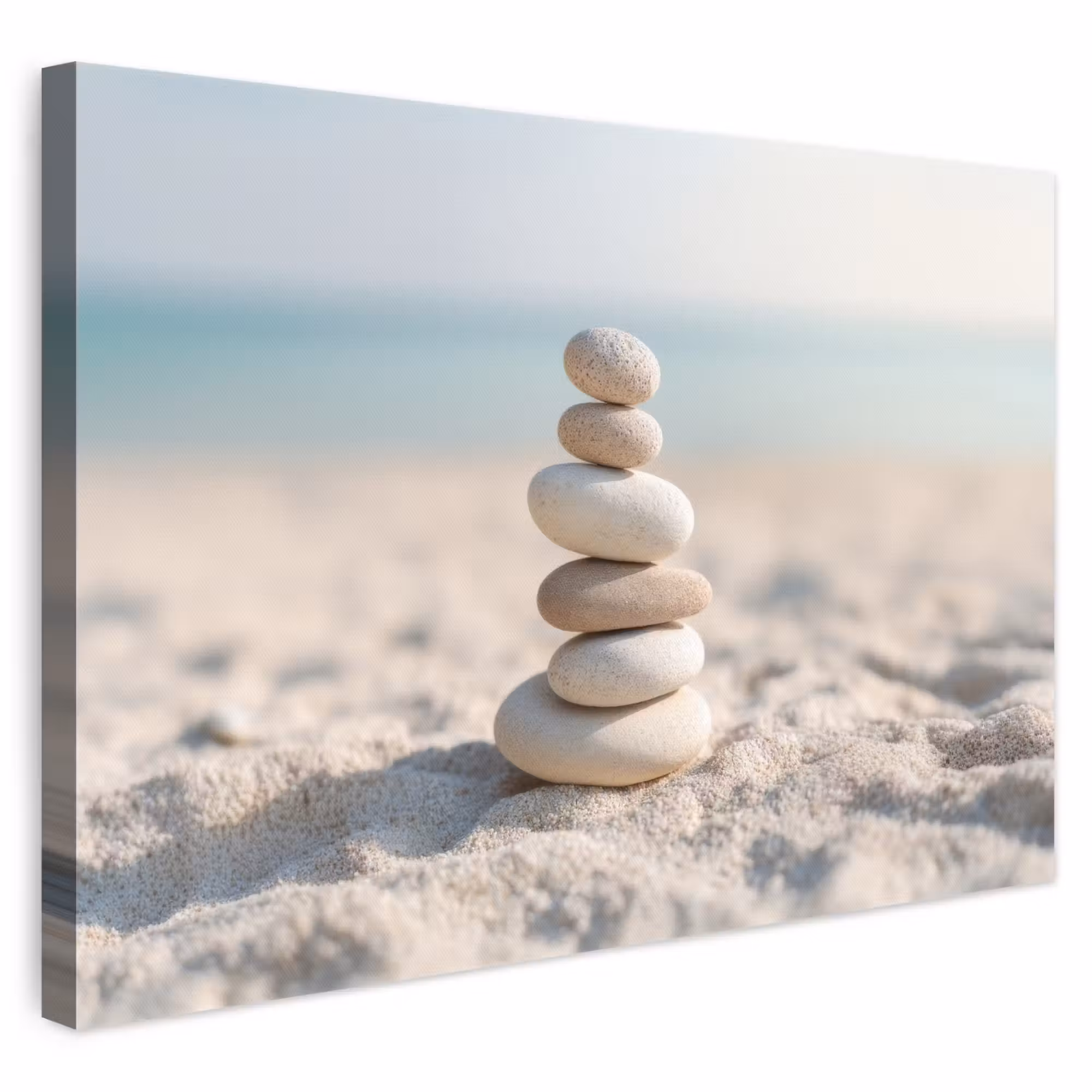 Canvas schilderij - Stenen - Stapel - Zand - Zee