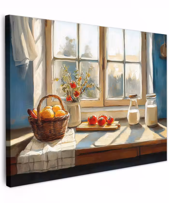 Canvas schilderij - Stilleven - Keuken - Doorkijk - Vintage