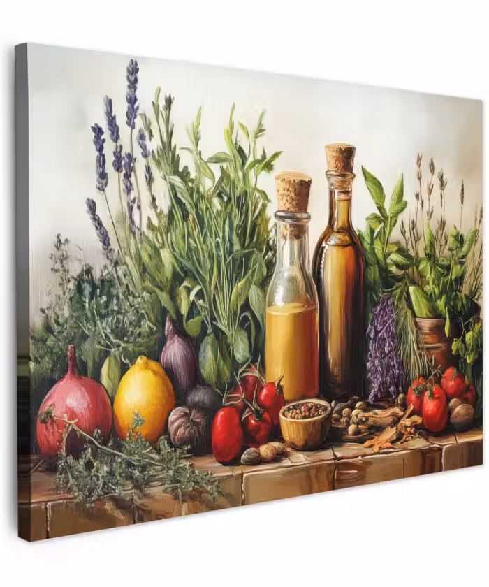 Canvas schilderij - Stilleven - Kruiden - Specerijen - Fruit - Kleurrijk