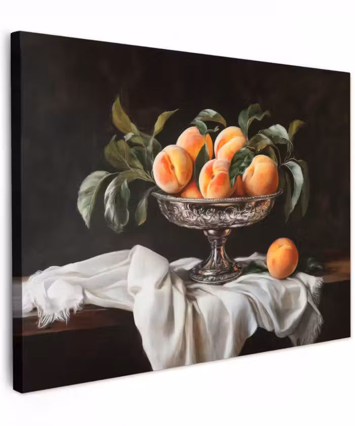 Canvas schilderij - Stilleven - Perziken - Vintage