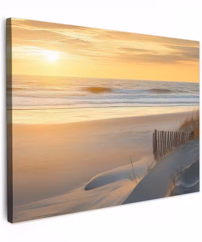 Canvas schilderij - Strand - Duinen - Zonsondergang