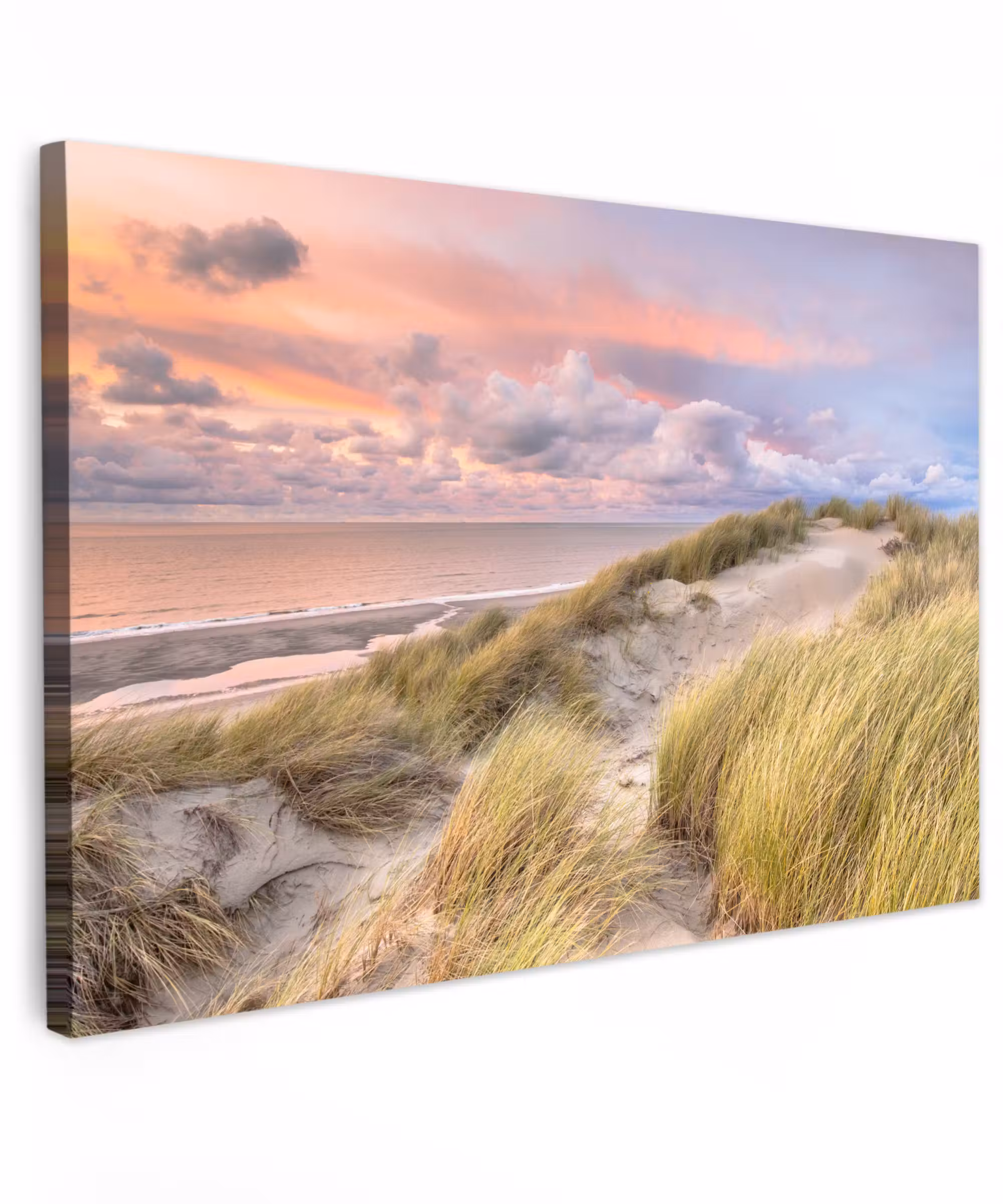 Canvas schilderij - Strand - Zee - Duin - Zonsondergang