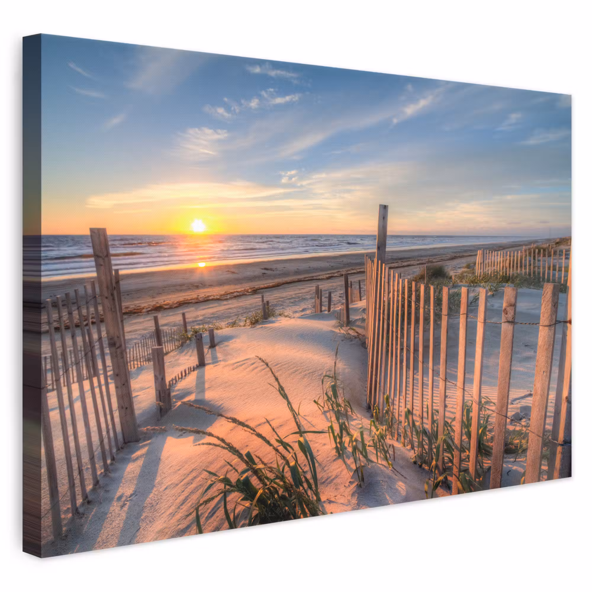 Canvas schilderij - Strand - Zee - Duin - Zonsondergang - Landschap