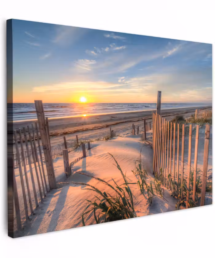 Canvas schilderij - Strand - Zee - Duin - Zonsondergang - Landschap