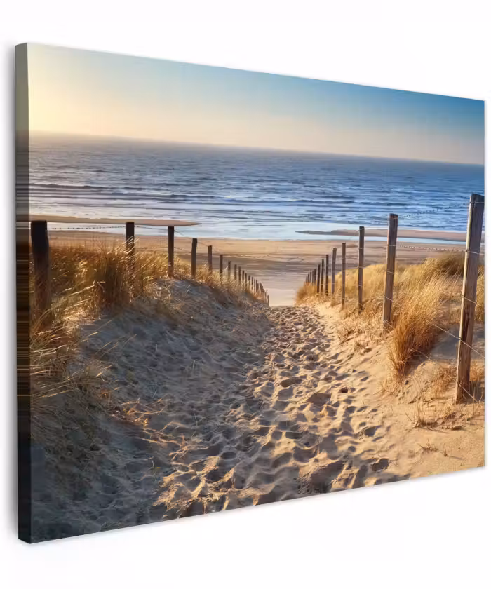 Canvas schilderij - Strand - Zee - Nederland - Duinen - Zon