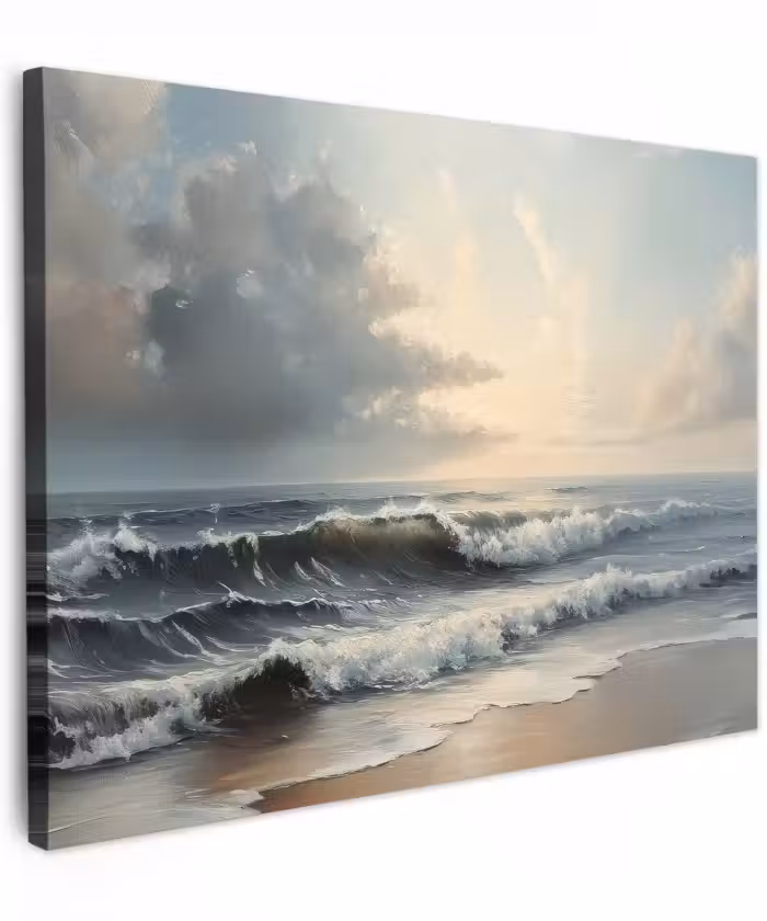 Canvas schilderij - Strand - Zee - Zonsondergang