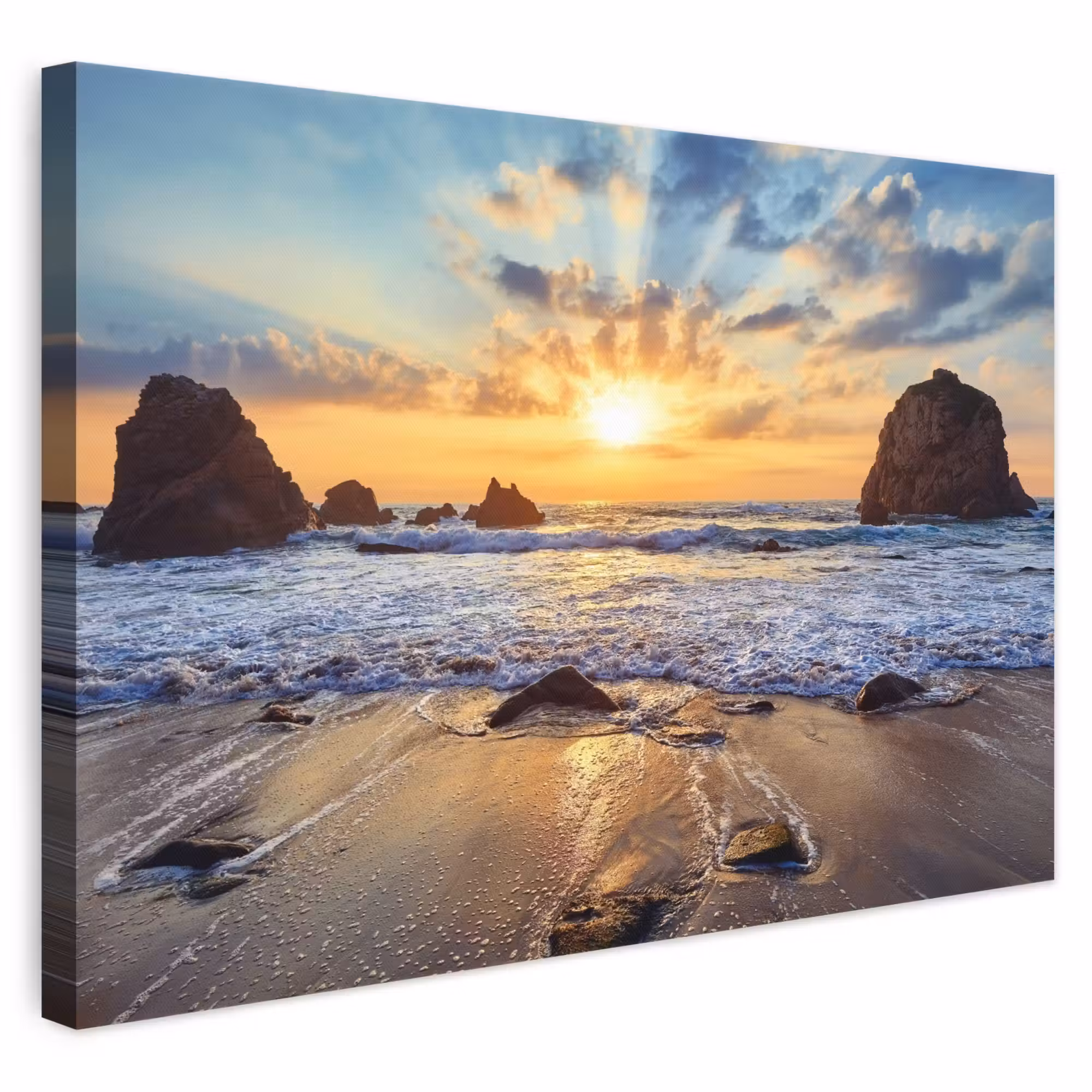 Canvas schilderij - Strand - Zonsondergang - Natuur - Zee - Landschap
