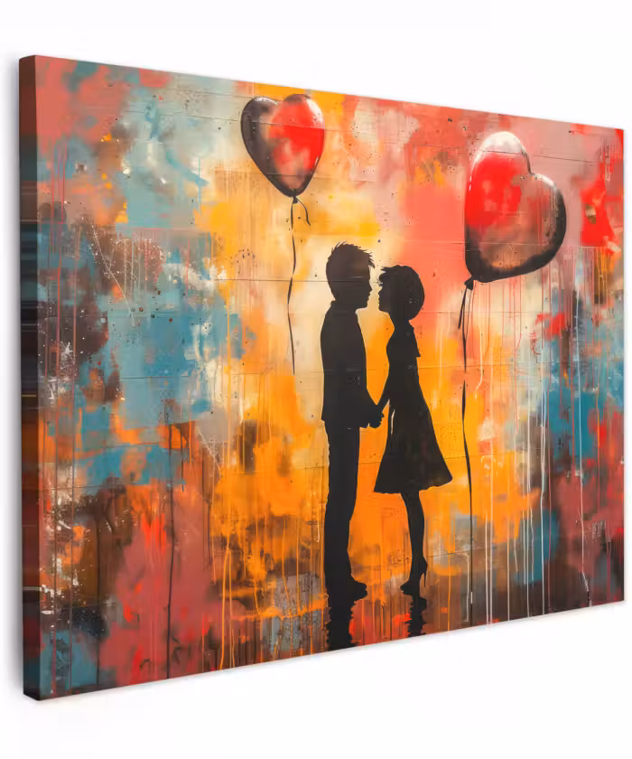 Canvas schilderij - Street art - Liefde - Graffiti - Kunst - Banksy