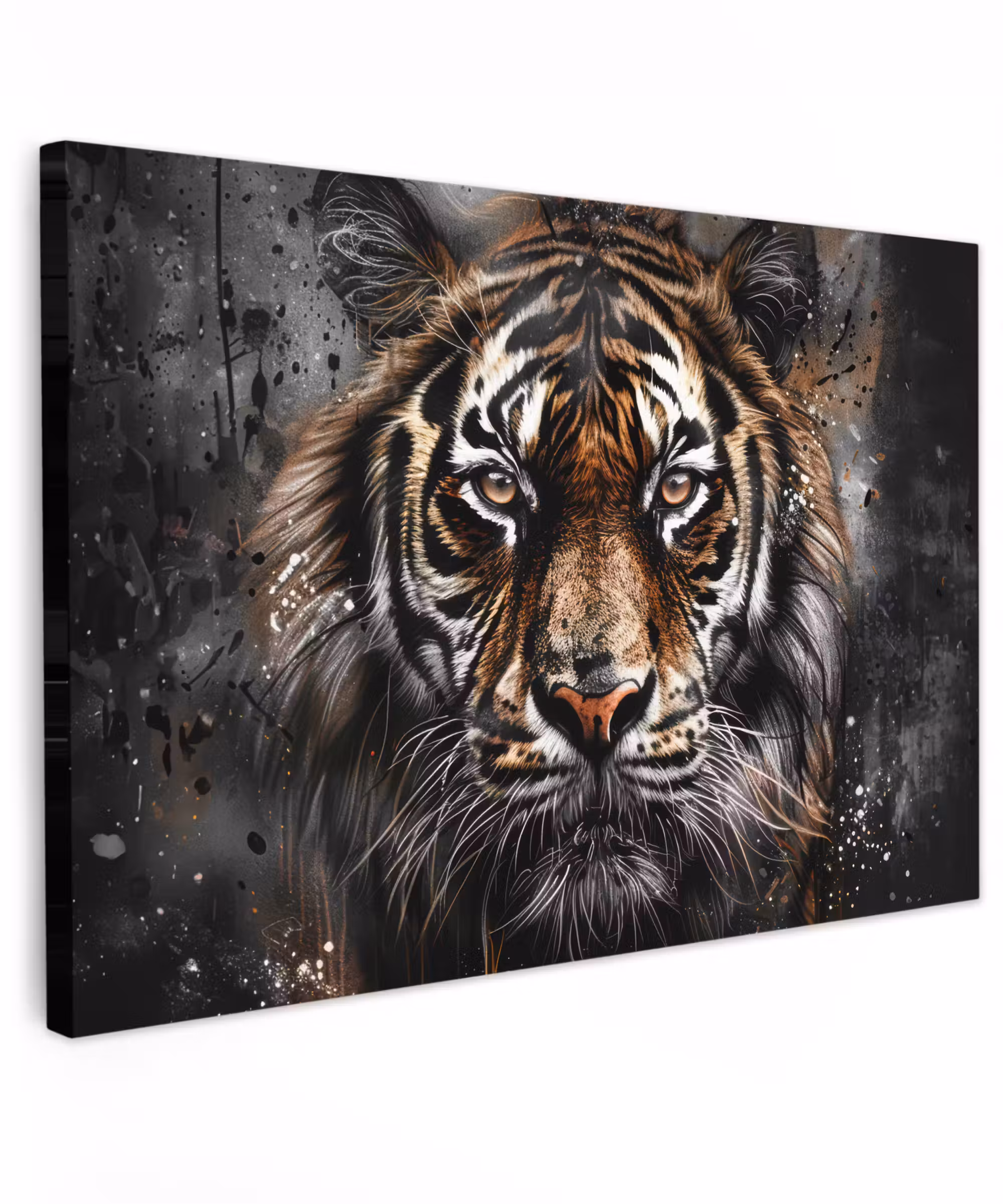 Canvas schilderij - Tijger - Dieren - Portret - Luxe - Zwart