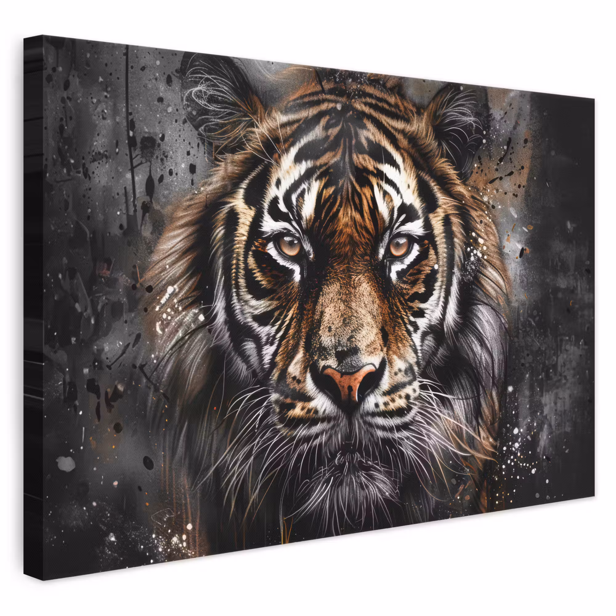Canvas schilderij - Tijger - Dieren - Portret - Luxe - Zwart