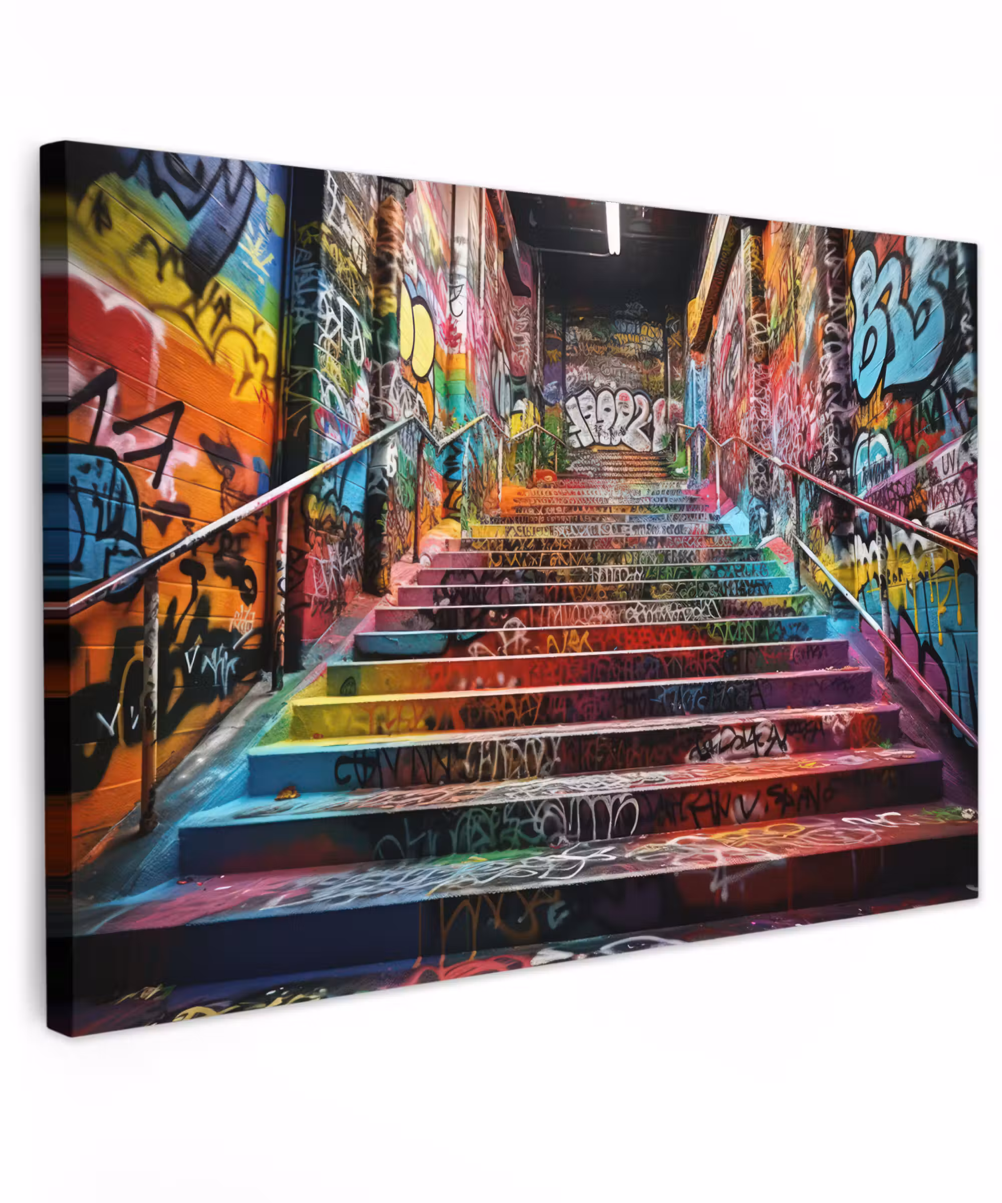 Canvas schilderij - Trap - Graffiti - Kleuren - Kunst