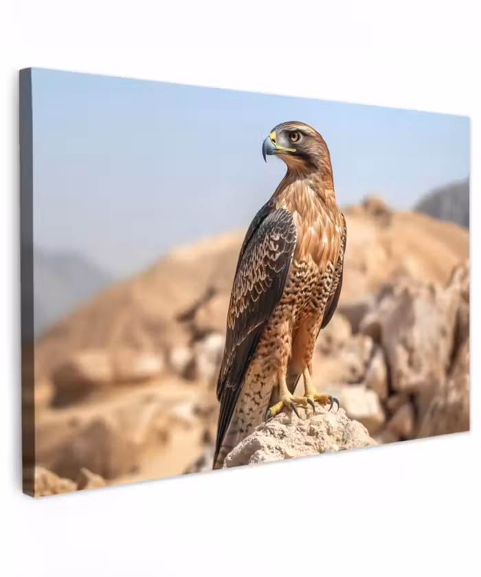 Canvas schilderij - Valk - Vogel - Rots - Macht