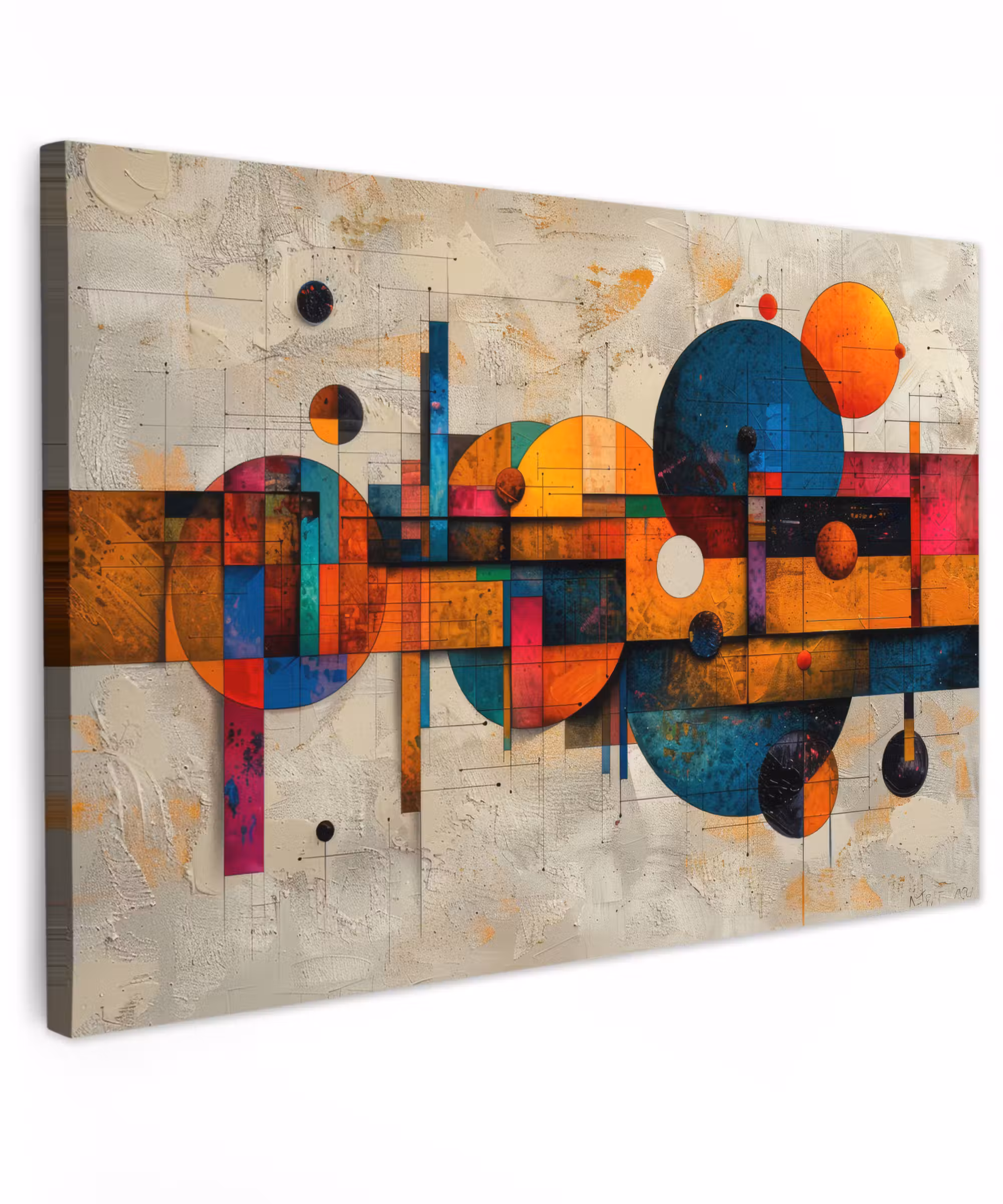 Canvas schilderij - Vintage - Moderne kunst - Oranje - Geometrische vormen