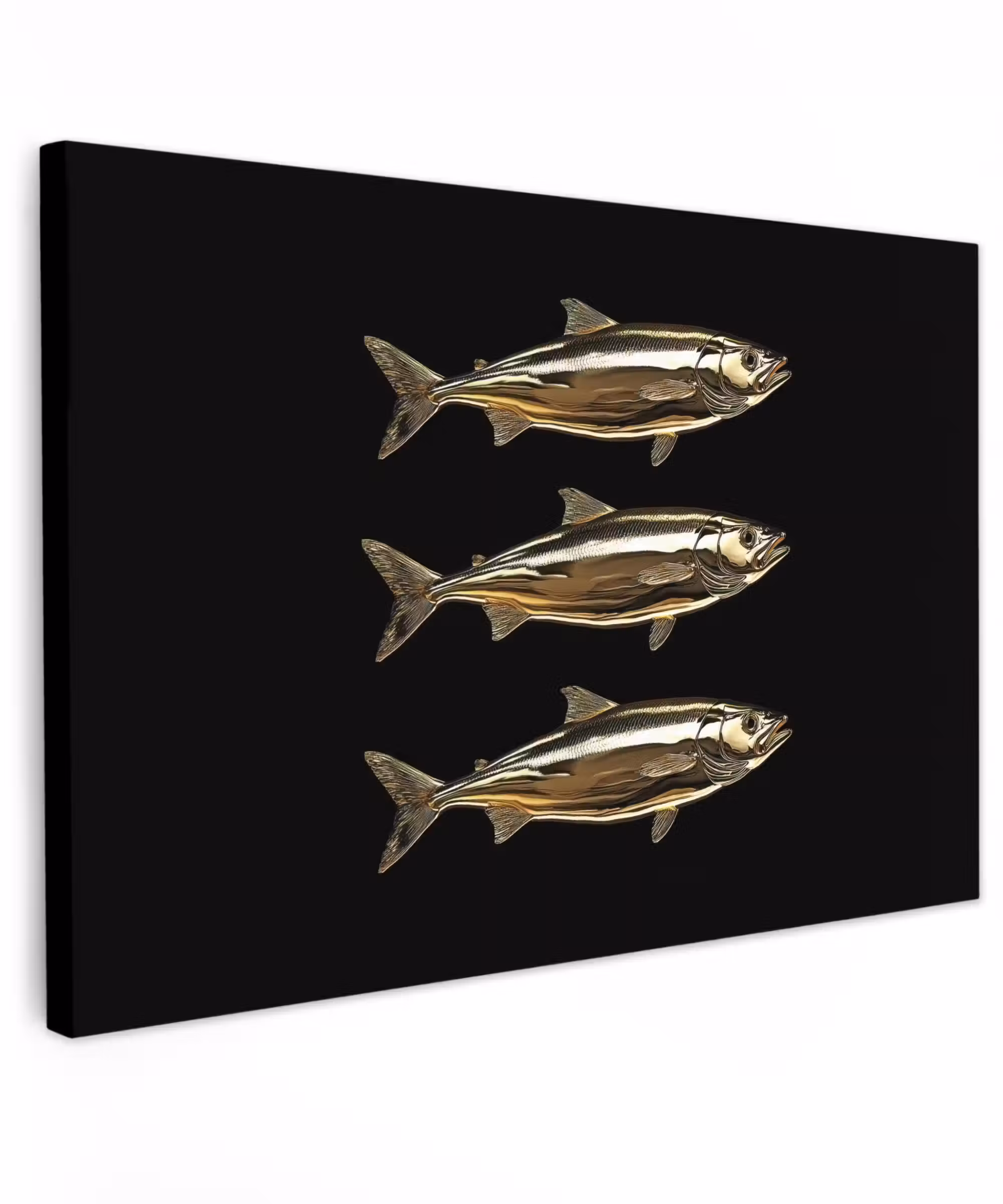 Canvas schilderij - Vissen - Goud - Zwart