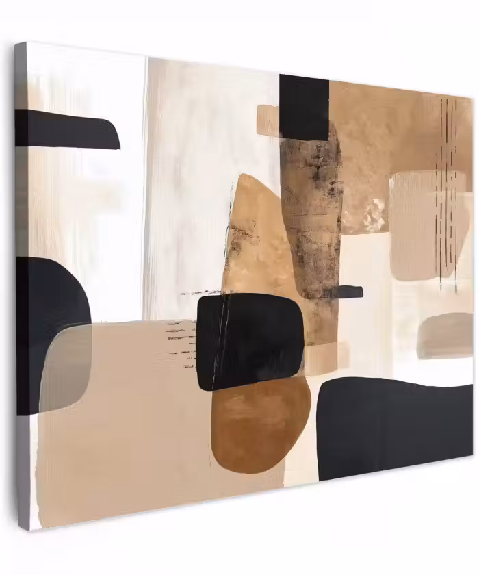 Canvas schilderij - Vlakken - Abstract - Zwart - Strepen