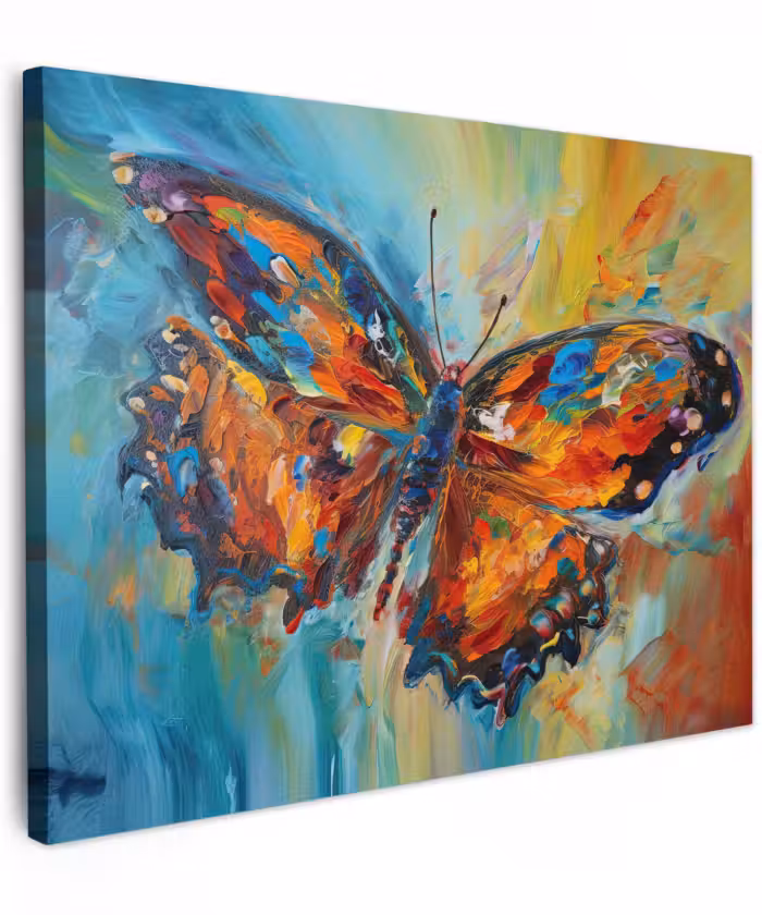 Canvas schilderij - Vlinder - Kleuren - Kunst - Schilderij