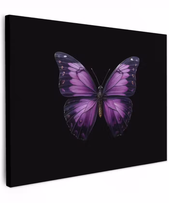 Canvas schilderij - Vlinder - Paars - Levendig