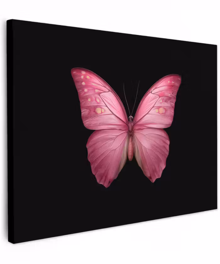 Canvas schilderij - Vlinder - roze - Elegant