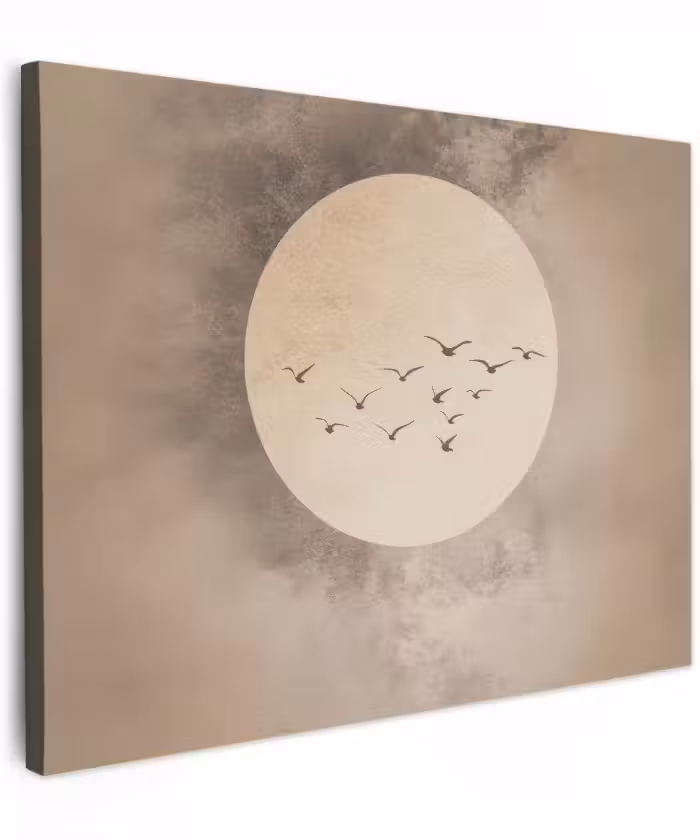 Canvas schilderij - Vogel - Beige - Japandi