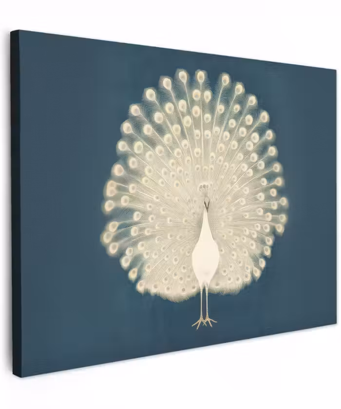 Canvas schilderij - Vogel - Blauw - Vintage