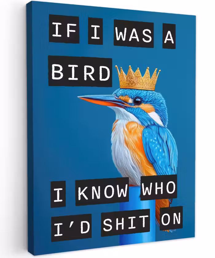 Canvas schilderij - Vogel - Decoratie - Ijsvogel - Blauw