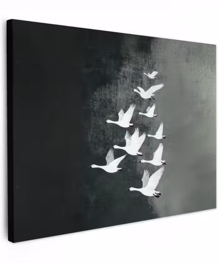 Canvas schilderij - Vogel - Japandi - Groen