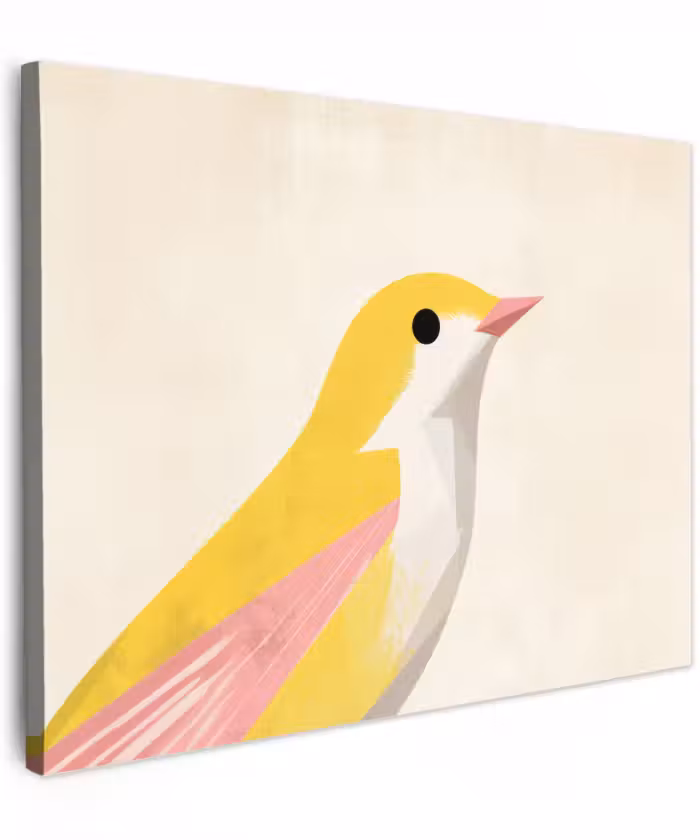 Canvas schilderij - Vogel - Minimalistisch - Geel