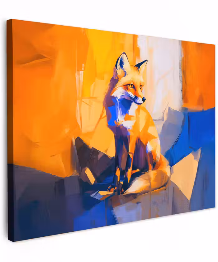 Canvas schilderij - Vos - Oranje - Vormen - Abstract