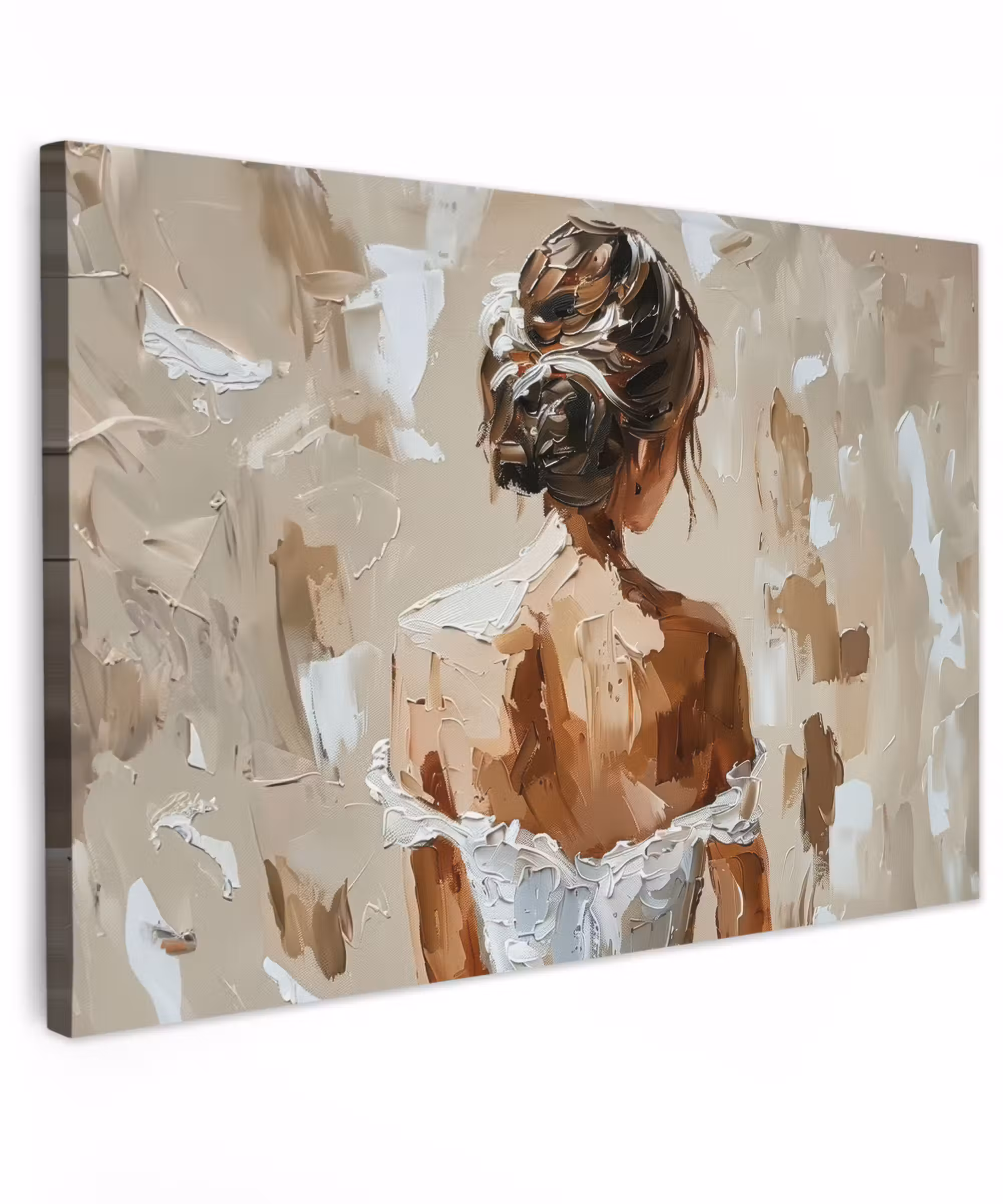 Canvas schilderij - Vrouw - Verf - Abstract - Beige - Modern