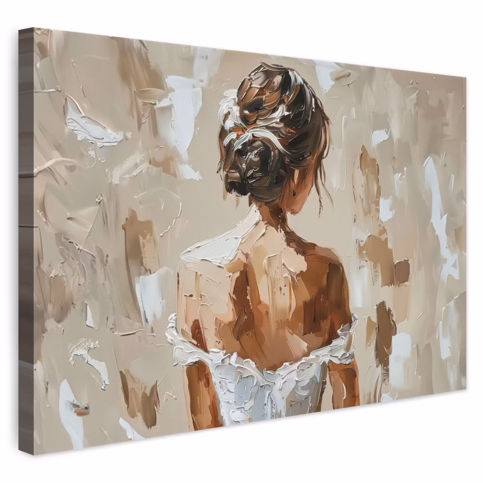Canvas schilderij - Vrouw - Verf - Abstract - Beige - Modern