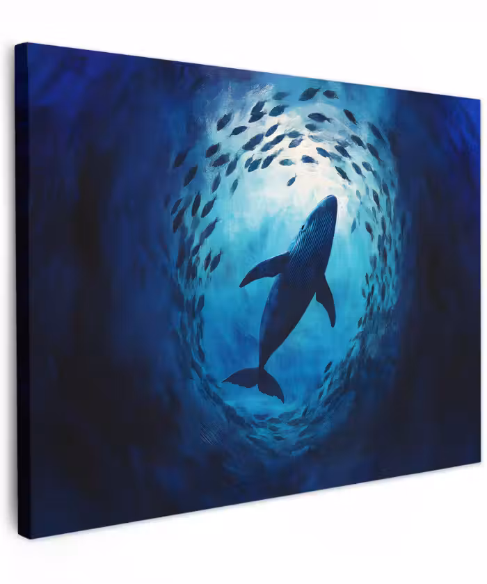Canvas schilderij - Walvis - Vissen - Donkerblauw