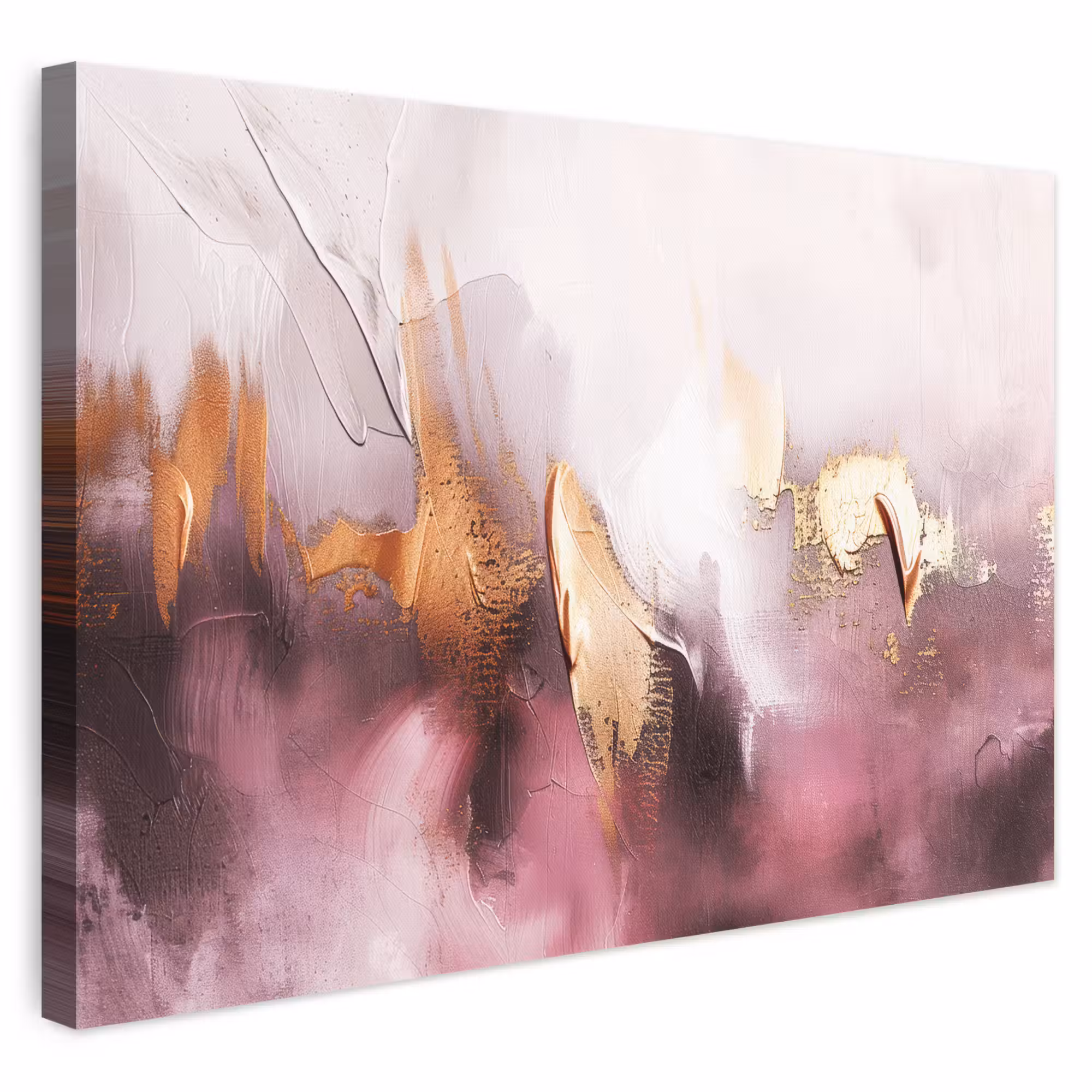 Canvas schilderij - Watercolor - Goud - Roze - Abstract - Kunst