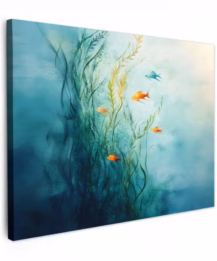 Canvas schilderij - Waterplanten - Vissen - Kleurrijk - Water