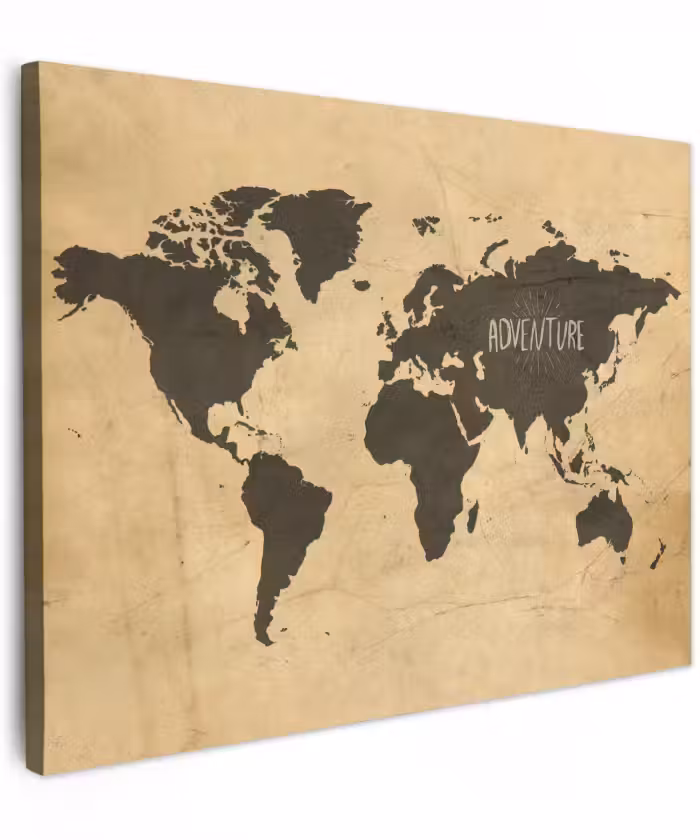 Canvas schilderij - Wereldkaart - Quote - Vintage