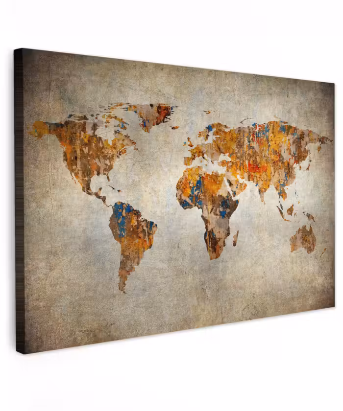 Canvas schilderij - Wereldkaart - Vintage - Abstract - Kinderen - Jongens - Meisjes
