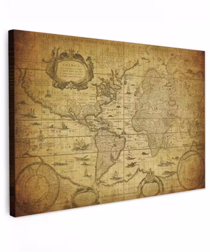 Canvas schilderij - Wereldkaart - Vintage - Geschiedenis - Kinderen - Jongens - Meisjes