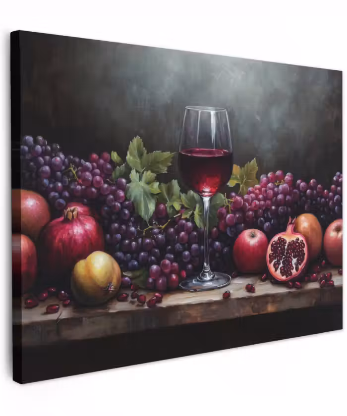 Canvas schilderij - Wijn - Fruit - Stilleven